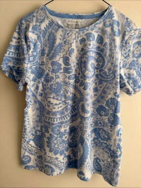 2 for $20 Talbots Light Blue and White Paisley Short Sleeve Tee